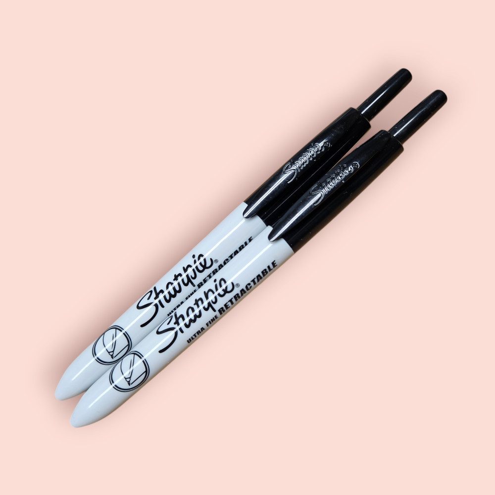 SHARPIE Retractable Permanent Markers, Ultra Fine Point, Black, 2 Count