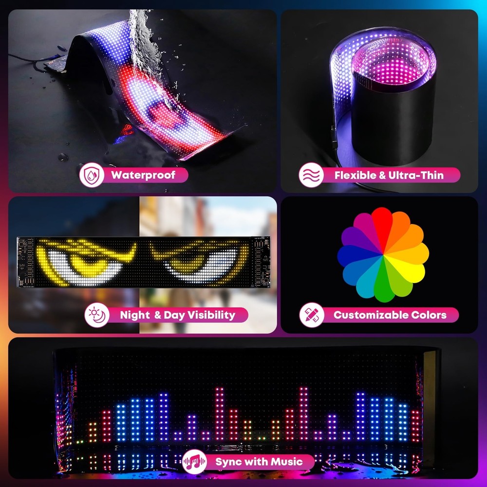 Devil Eyes Light for Windshield, 23.4x4.7,Led Eyes, Programmable Scrolling DI...