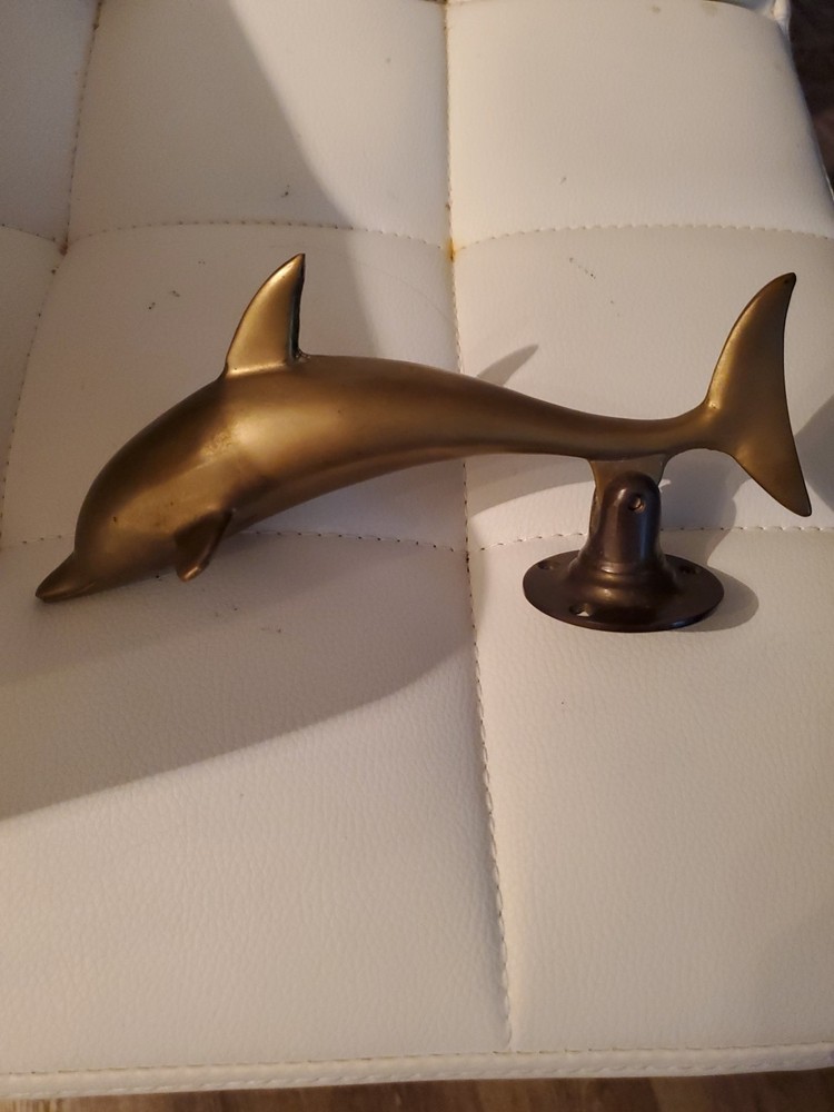 Vintage solid brass dolphin doorknocker 7.5"