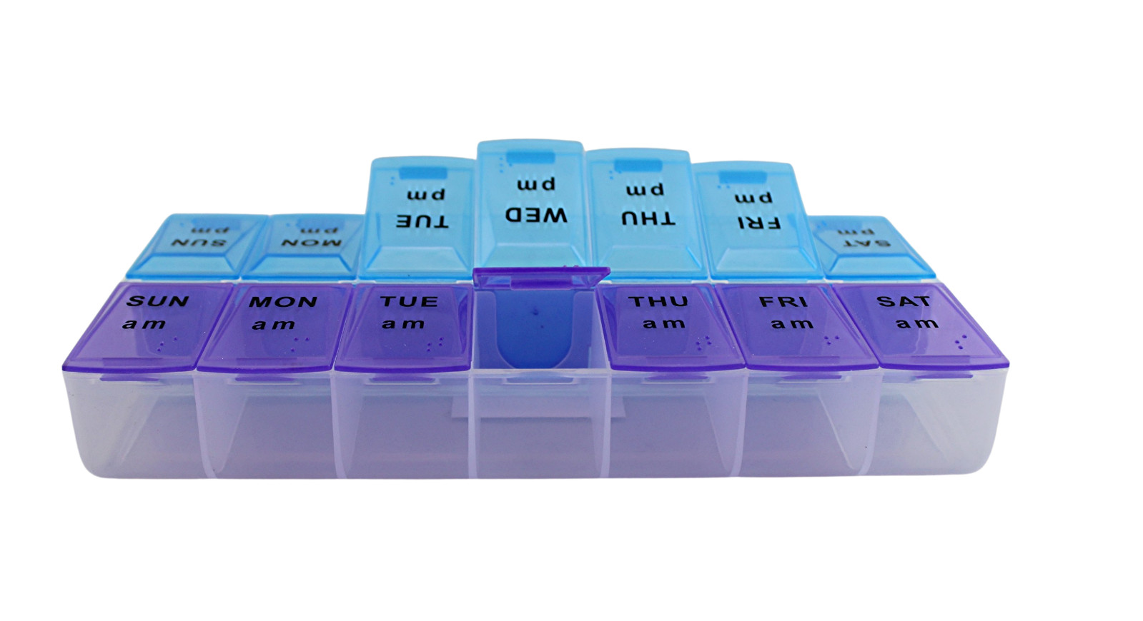 Jumbo Extra Large 7.5" x 4" Pill Organizer 7 Day 2 Times a Day Weekly Pill Box