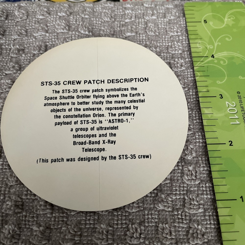 NASA Sts 35 Crew Sticker Patch Orbiter Shuttle Astro 1 Telescope