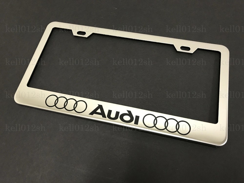 1pc ForAudi w/4 RING LOGO STAINLESS STEEL CHROME License Plate Frame+screw caps*