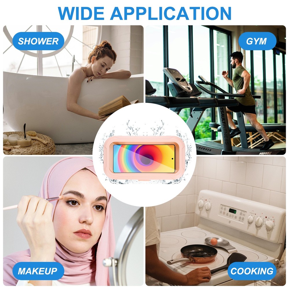 2 Pcs Retractable Adjustable Shower Phone Holder with Electroplating Frame, Pink