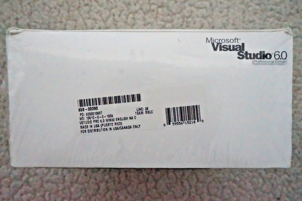 NEW Shrinkwrap Microsoft Visual Studio Professional 6.0 PRO 6 659-00390 Basic C+