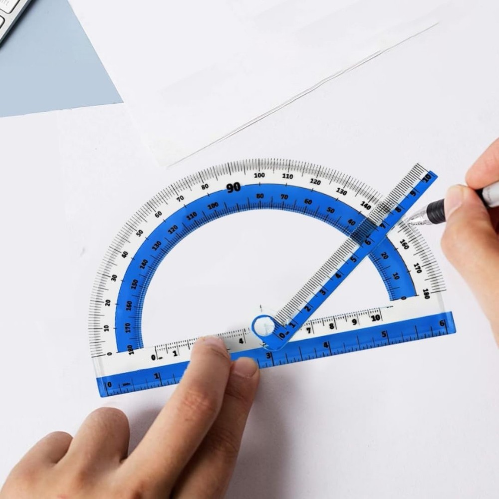 Swing Arm Protractor Tool, 180 Degree Angle Measurement, Blue