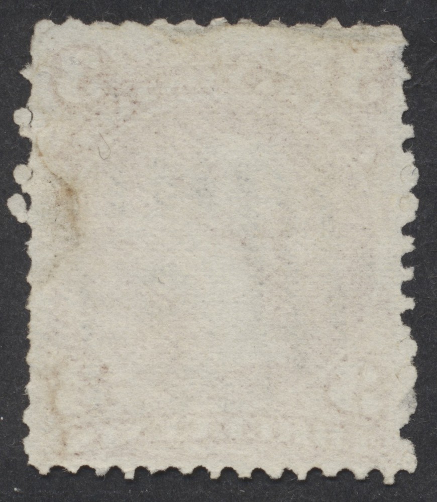 Canada #25b 3c Large Queen Thin Paper Fine Grid Cancel Worn Perfs