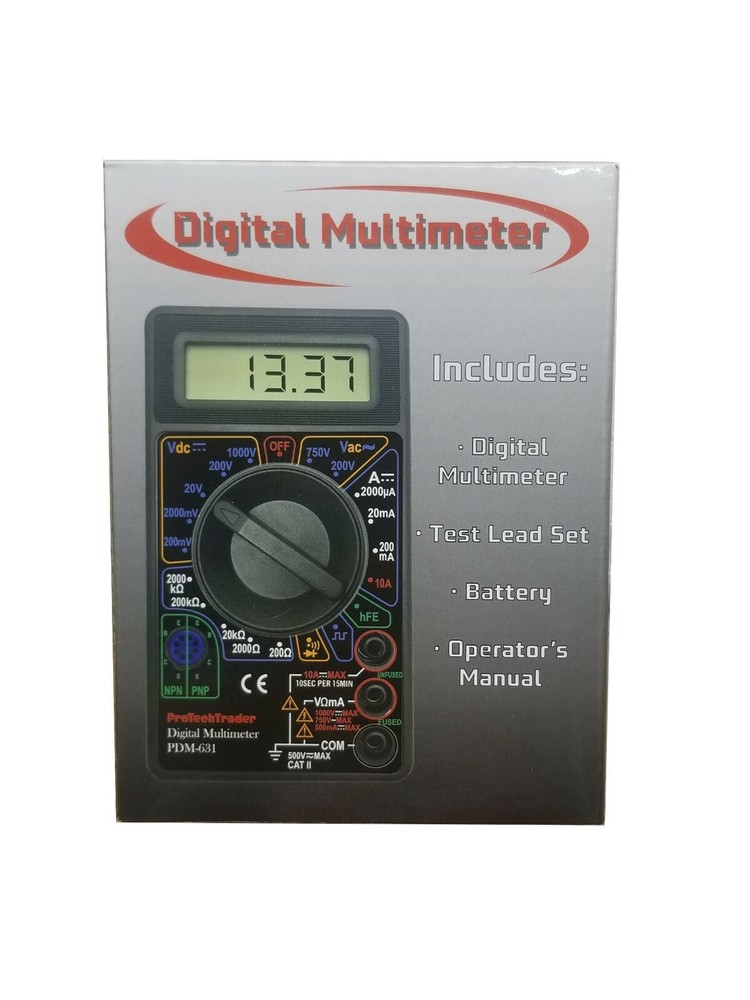 Digital Multimeter 7 Test Functions AC DC Voltage Resistance Current Meter AC DC