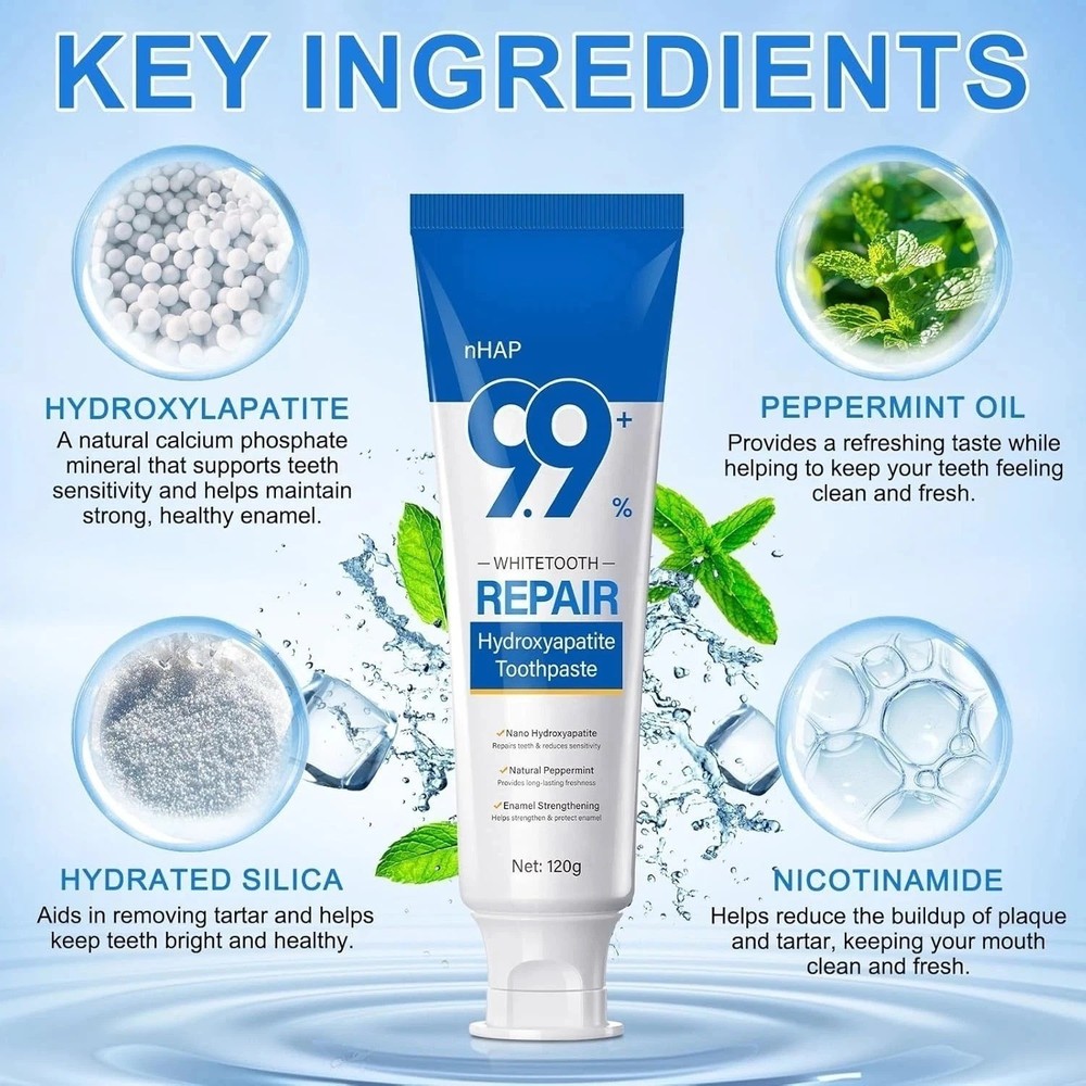 9.9% Hydroxyapatite Toothpaste, 4.23 Oz Nano Hydroxyapatite Toothpaste for Ename