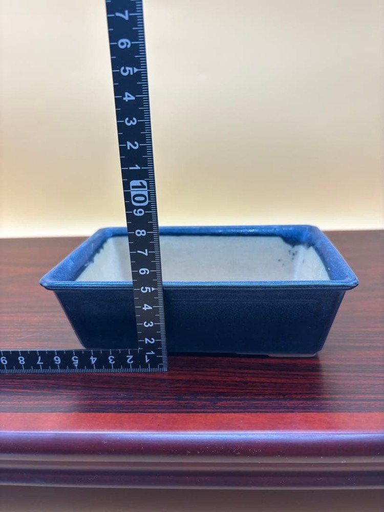 Blue Rectangular Bonsai Pot Japanese Art Shape Miniature Tree Container 16.5 cm
