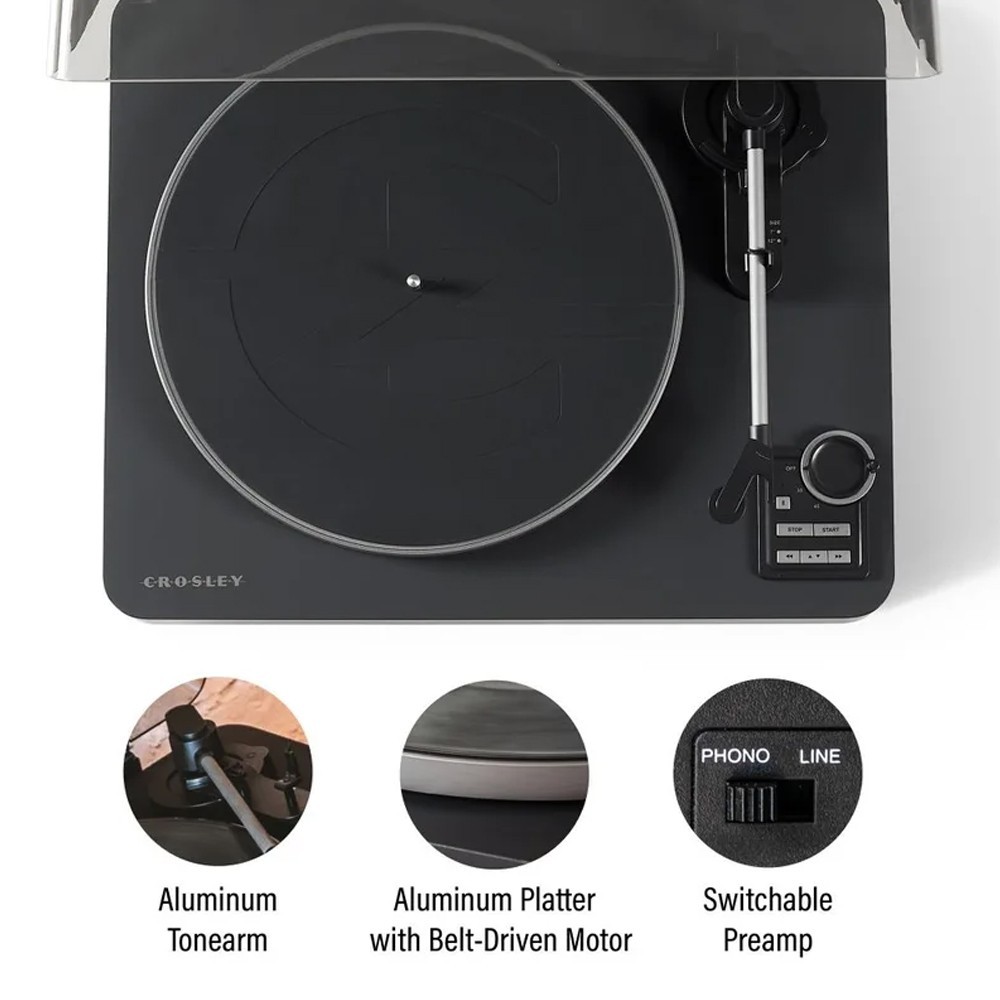 Crosley C300 2-Speed Bluetooth Out Fully Automatic Turntable - Black C300A-BK