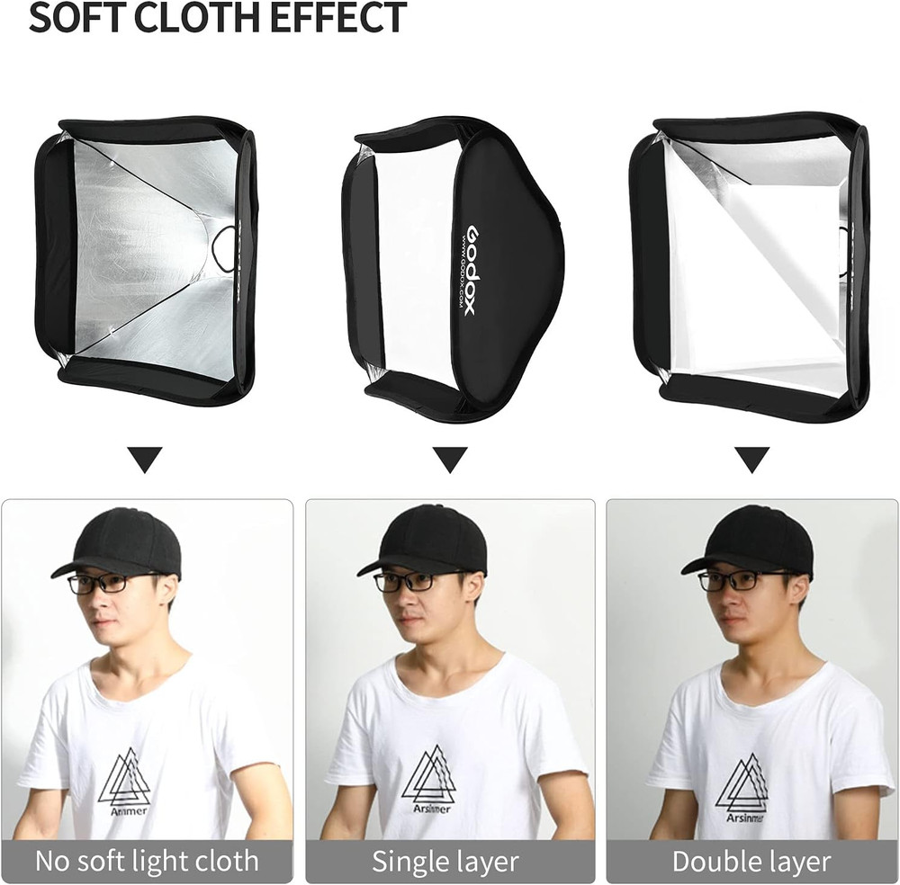 32"X 32" /80X80Cm Foldable Flash Softbox Kit with Grid, S-Type Speedlite Bracket