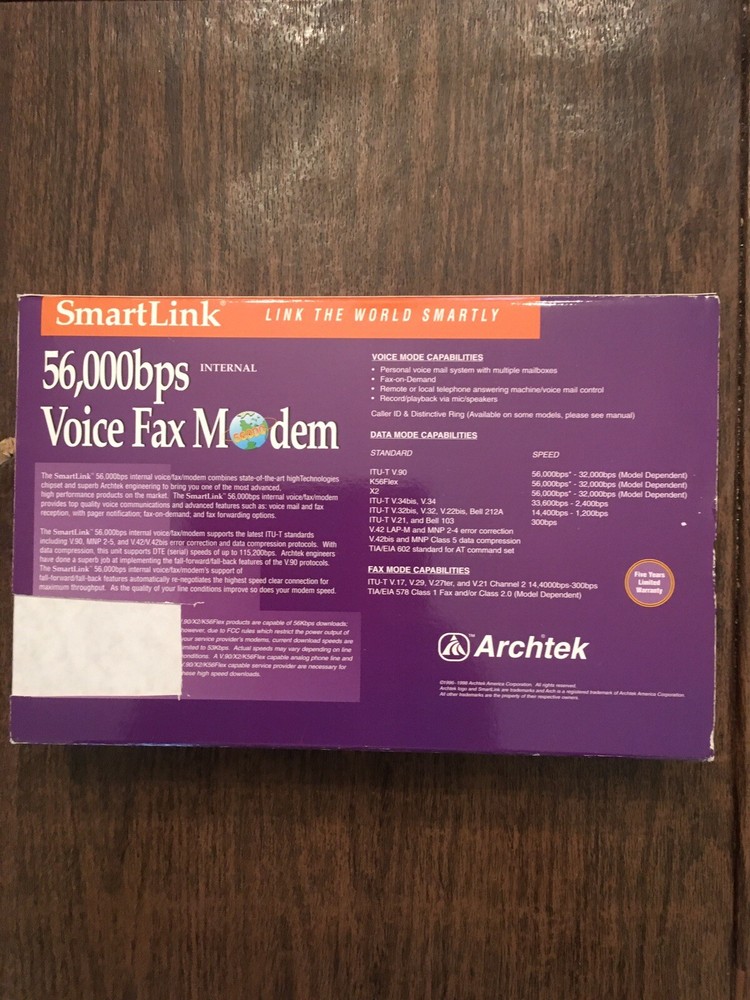 SMARTLINK 56,000bps Voice Fax Modem NEW