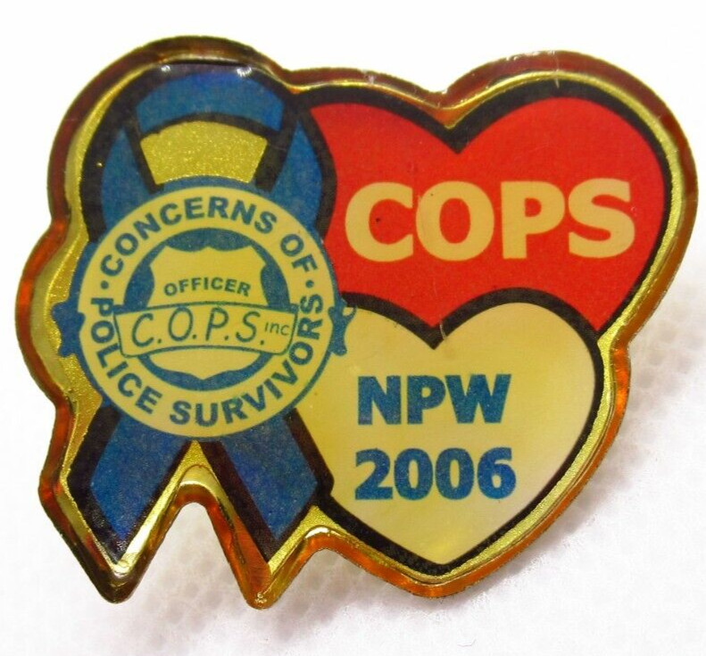 Concerns of Police Survivors COPS NPW 2006 Lapel Pin Vintage Blue Ribbon Hearts