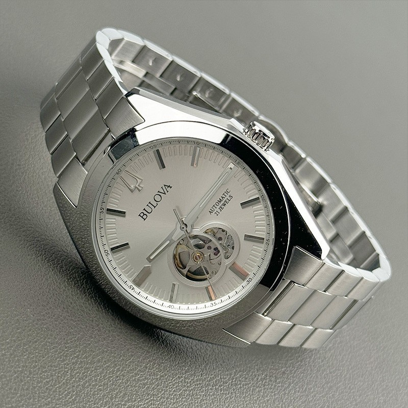 Bulova Surveyor Silver Tone Dial Automatic Men's Watch 42 mm 96A274