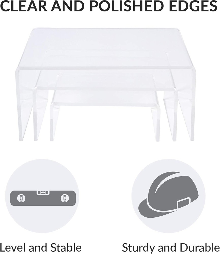 Clear Acrylic Display Risers Tiered Stand Set
