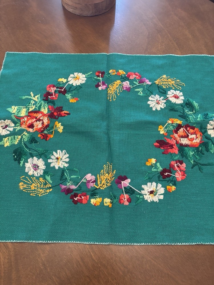 Vintage Needlepoint Table Linen Placemat