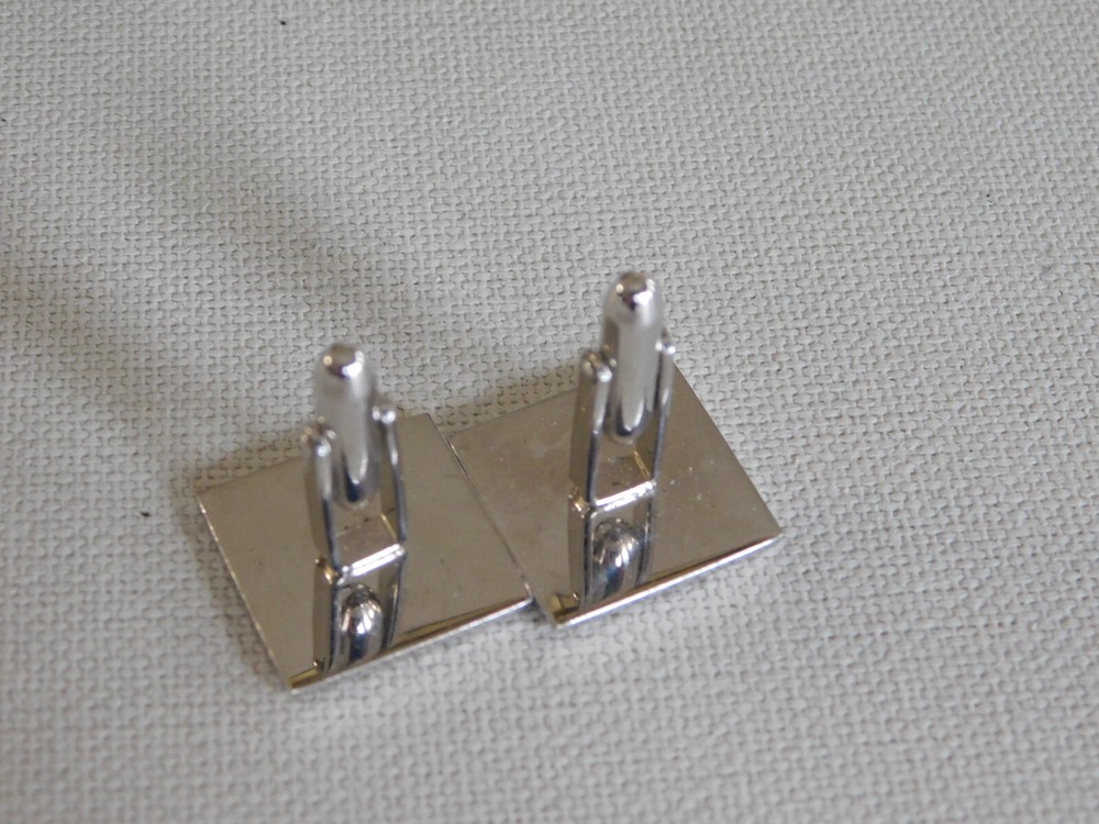 Shiny Brushed Silver Square Cufflinks