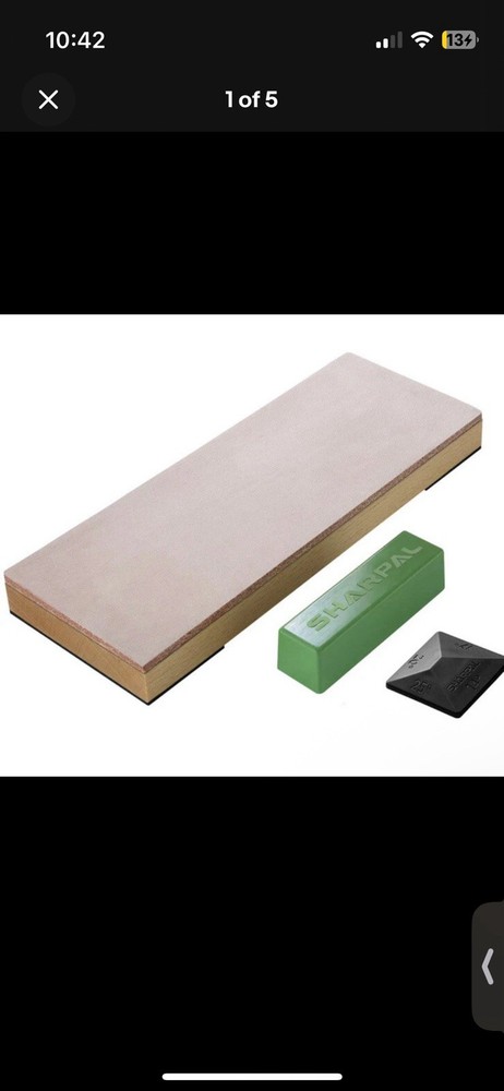 SHARPAL 8"x3" Honing Leather Strop with 2 Oz. Polishing Compound & Angle Guide