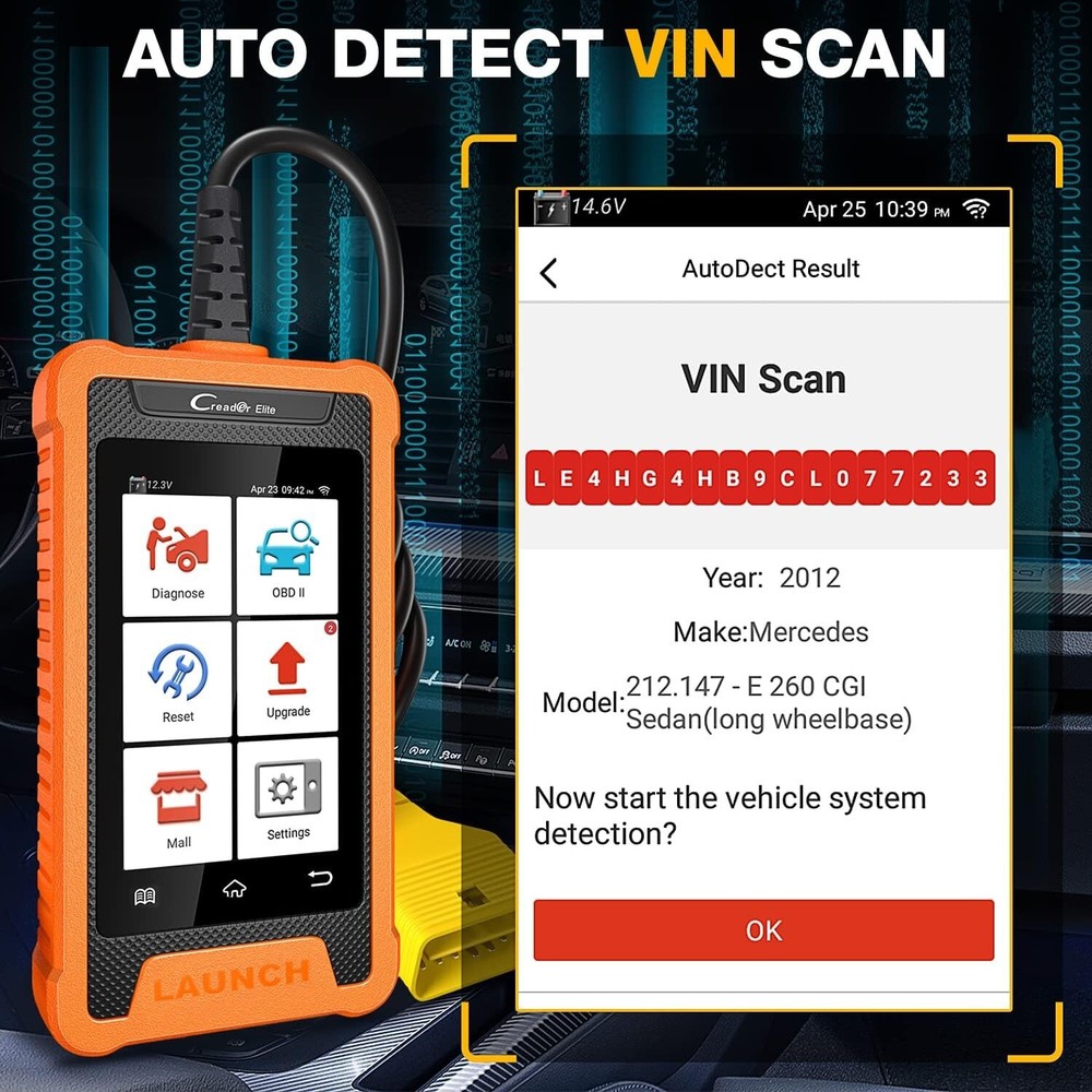 2024 LAUNCH Creader Elite for Honda Car OBD2 Diagnostic Tool Scanner Key Coding