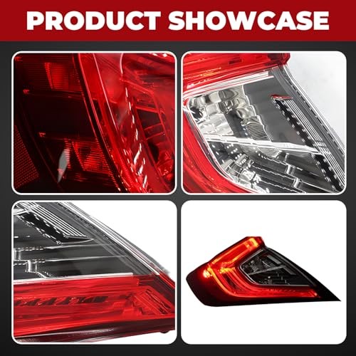 Outer Tail Light Halogen Left Side Compatible with Civic Sedan 2016-2020 w/o