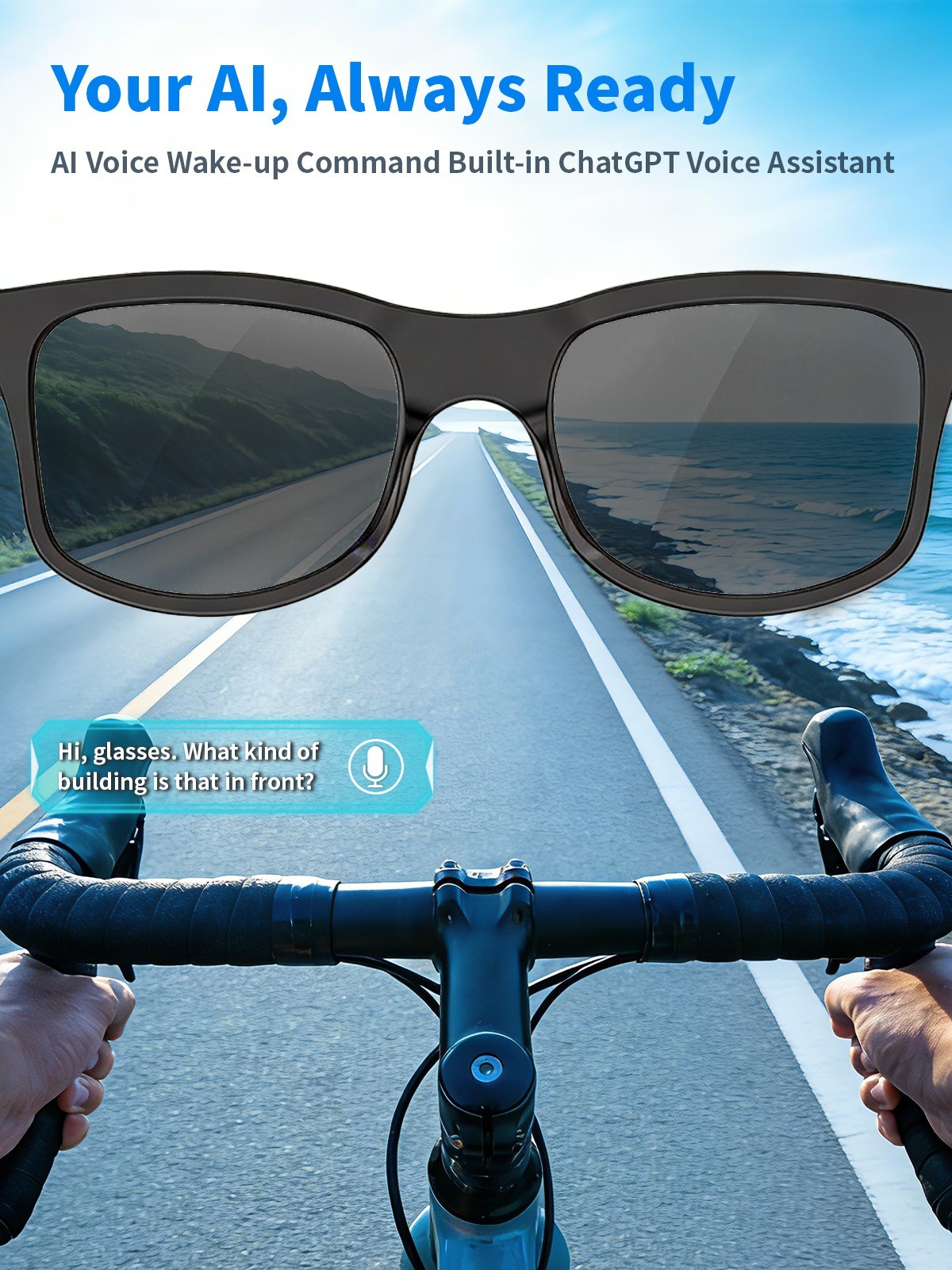 AI Smart Glasses with Interchangeable Lenses HD Camera Bluetooth for iOS Android