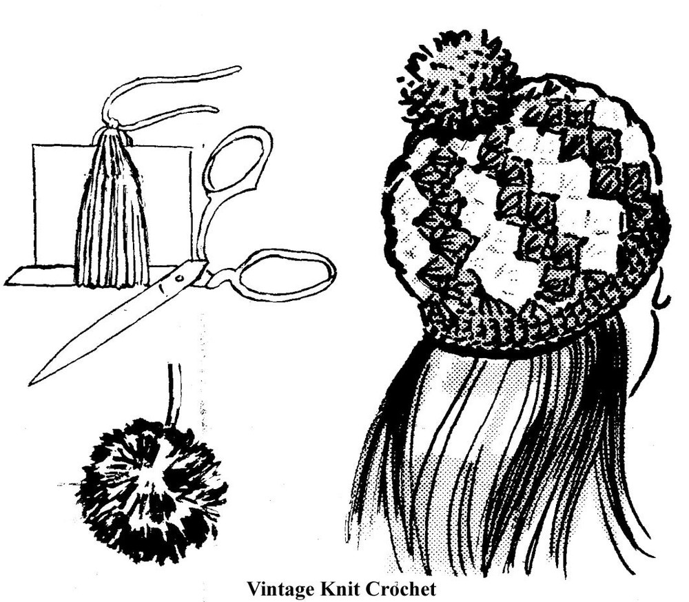 Vtg Crocheted Cap Hat Pattern, Two Tone Shell Stitch, Mail Order 5691