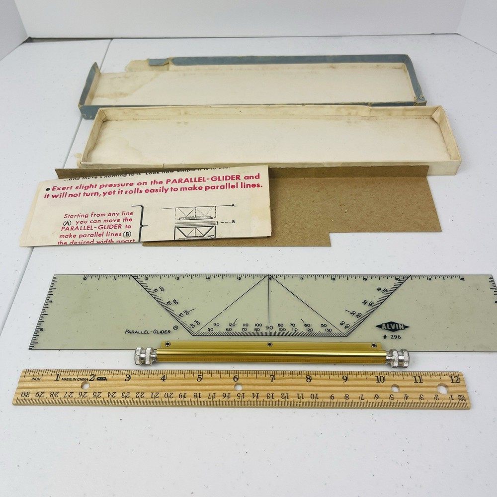 Vintage Alvin 295 Parallel Glider Drafting Tool w Original Box Instructions