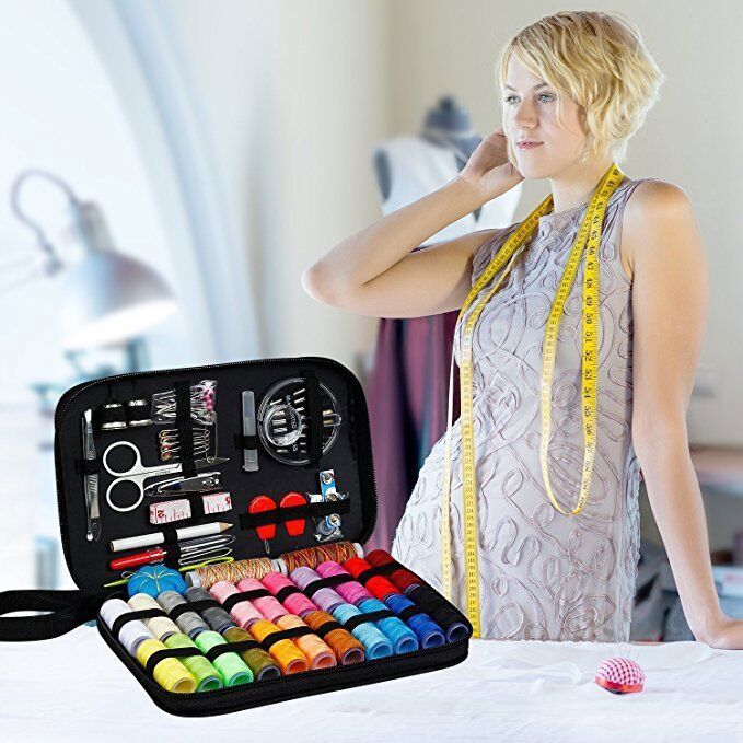 99Pcs Portable Sewing Box Kit Thread Stitches Needles Button Sewing Starter Kits