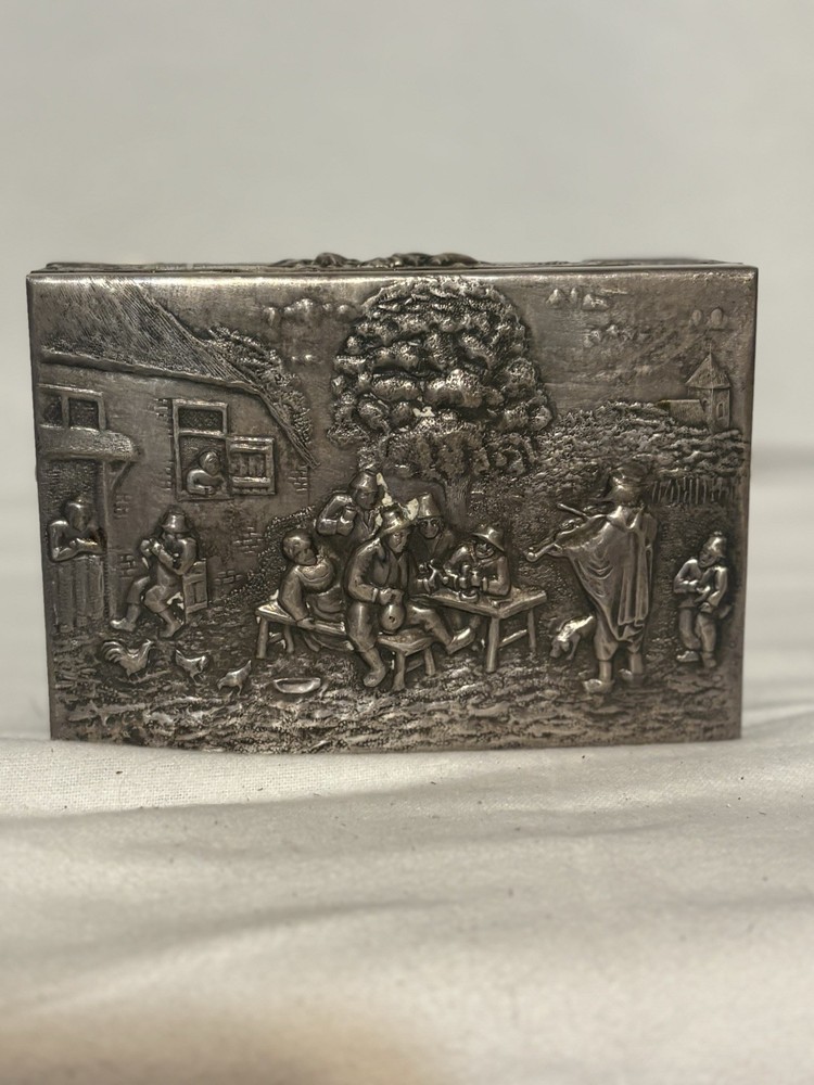Silver Plated Embossed Box with Cedar-Lined Interior 1920s Hans Jensen Repousse
