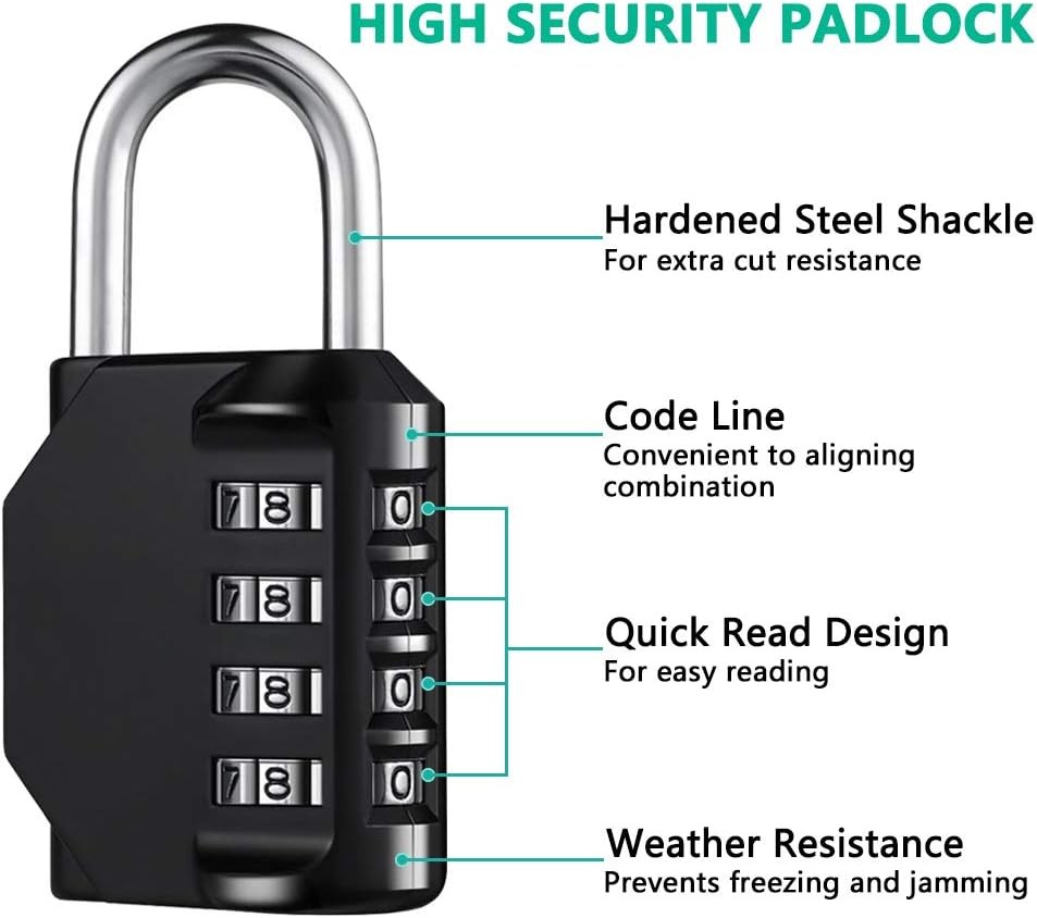 Combination Lock Resettable 4 Digit Padlock with Combination, AIHYTU Waterproof