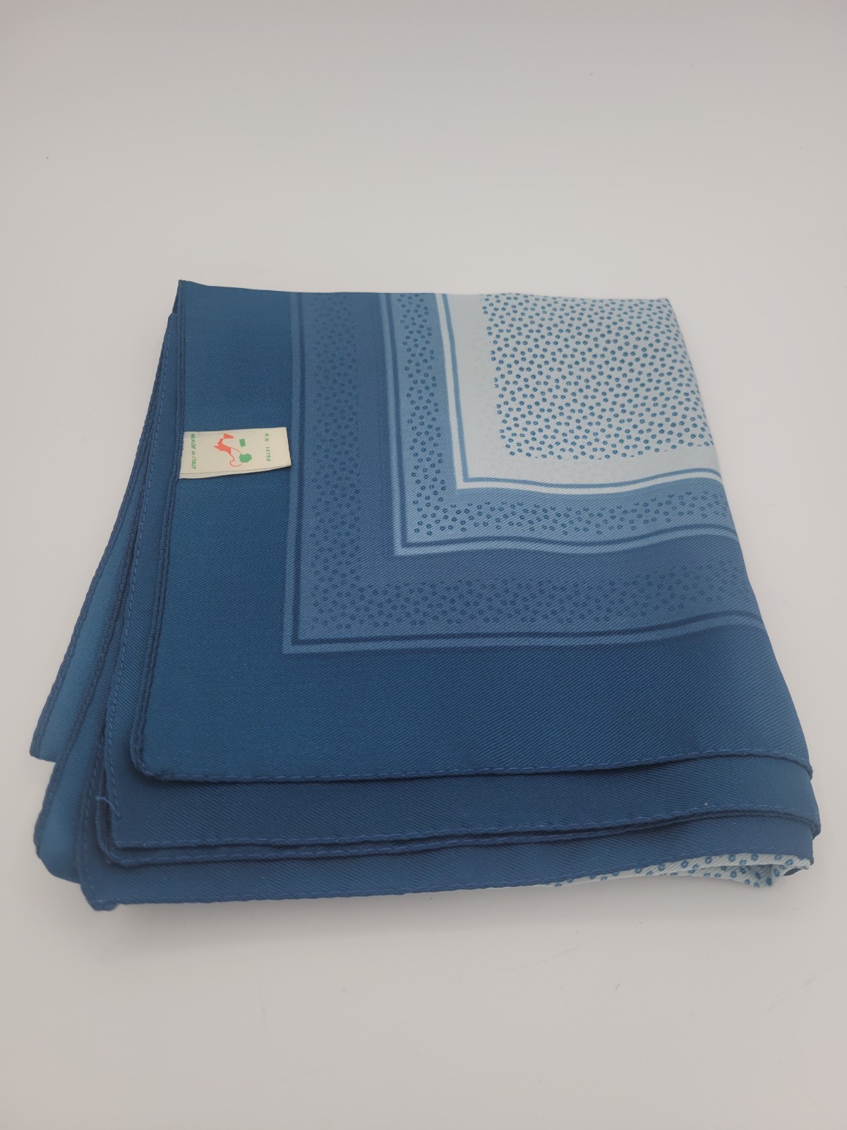 Vintage ITALIAN SCARF 26" x 26" SQUARE BLUE Tiny Dots Flowers