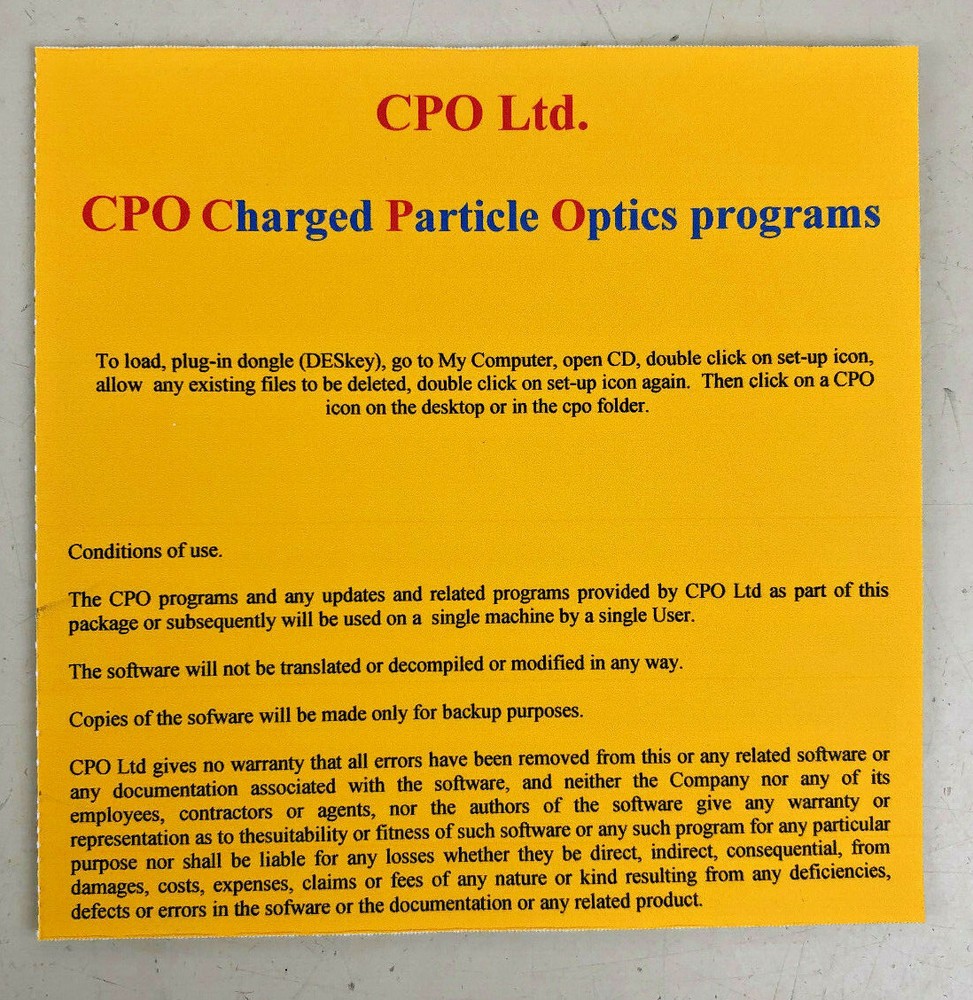 CPO Ltd. Non-Space-Charge Programs CPO3D for dielectrics & CP02D, version 7.1