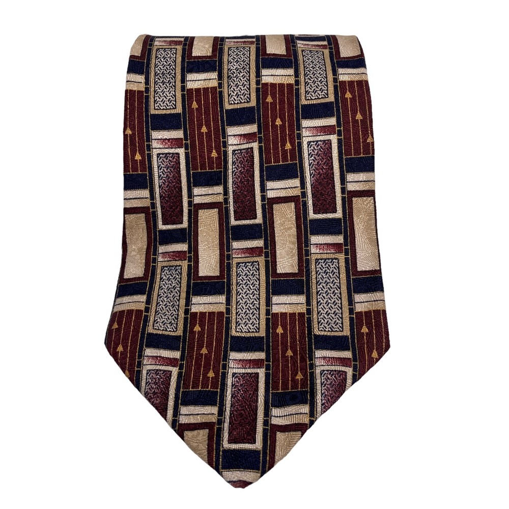 Surrey Mens Tie 100% Silk Brown Novelty Pattern