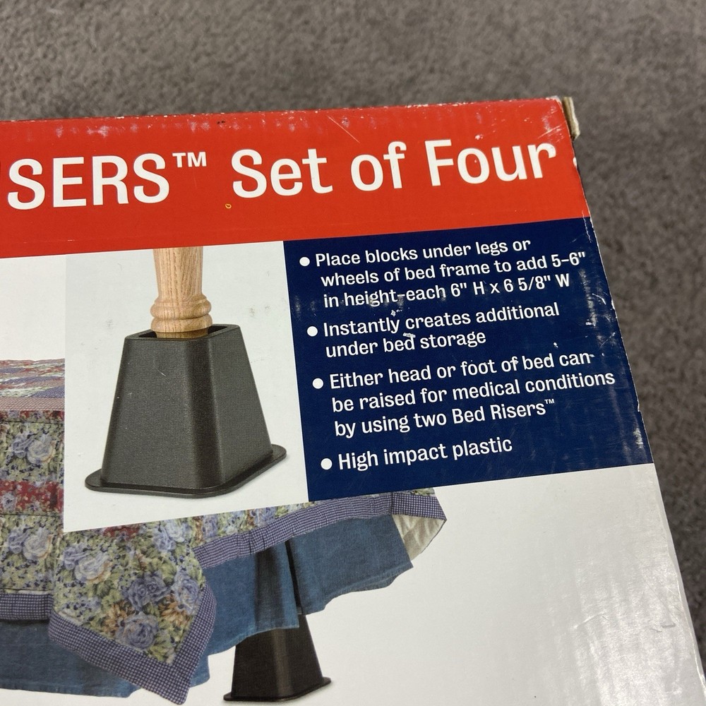 Bed Risers 4 Pack Black 5” Raise Your Bed to Create Storage Space