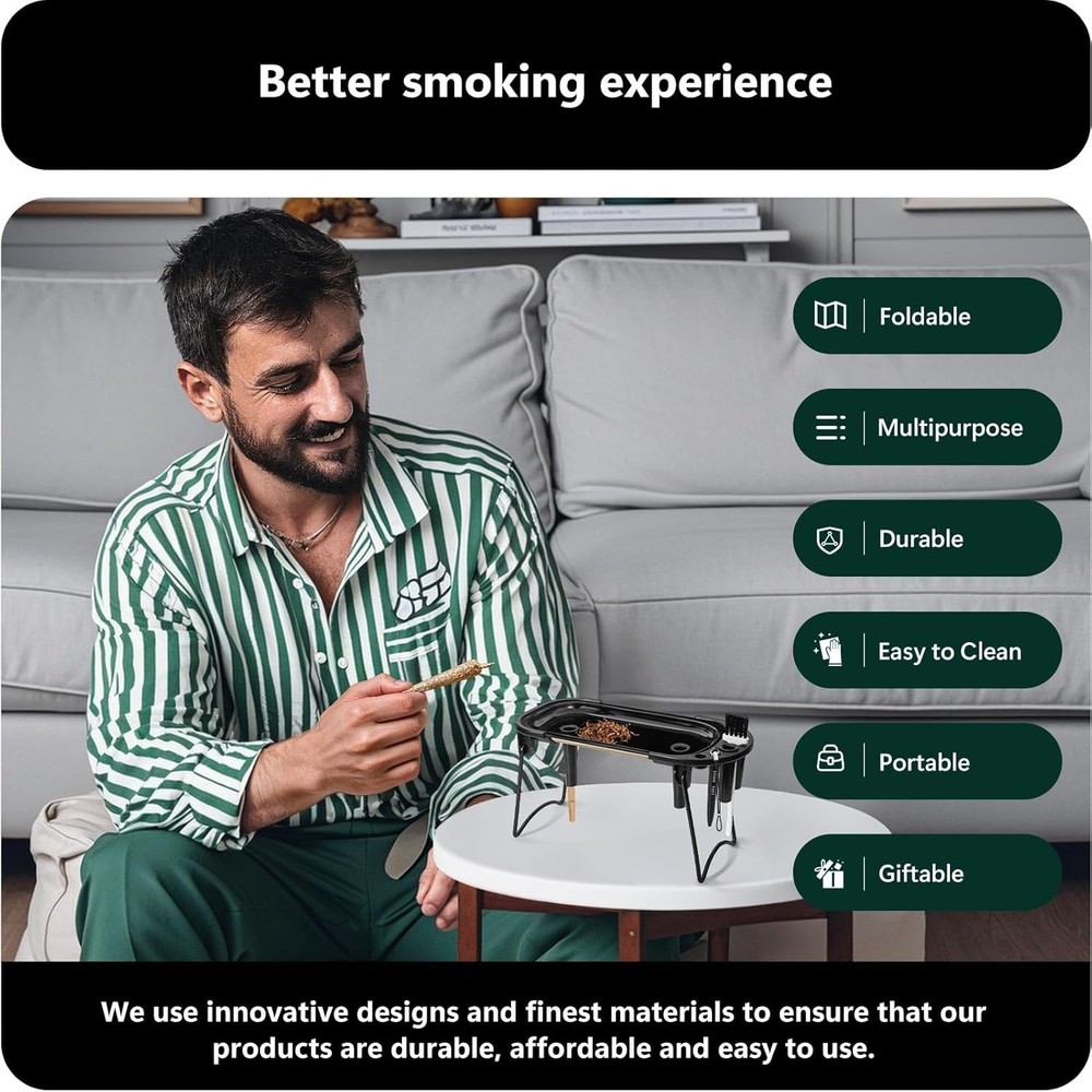 Roygra Foldable Rolling Tray Set with Cone Loader, Cone Filler Roller - Pre Roll