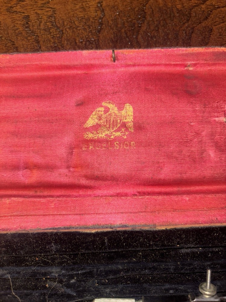 Antique Distressed Drafting Compass Set with Case Missing Some Tools