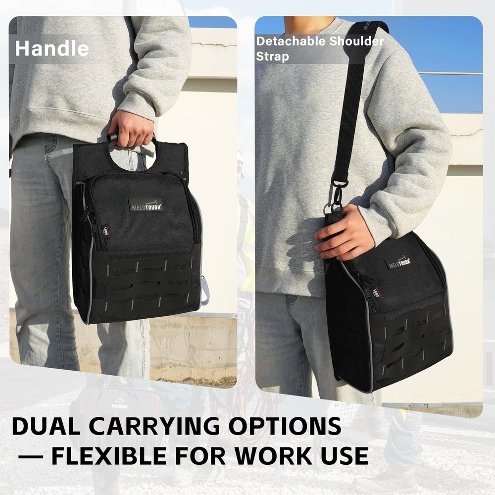 Electrician Tool Pouch Bag w/ Shoulder Strap, Multiple Pockets, Grey Design