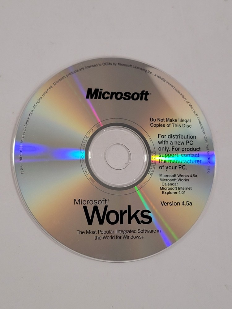 Microsoft Works Software CD PC CD-ROM