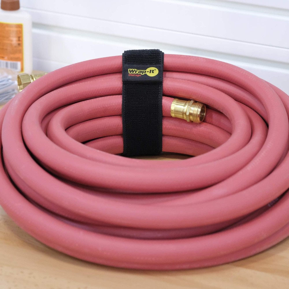 Wrap-It Storage Selfie Straps 16in 6-Pack Black Reusable Hook Loop Cable Ties