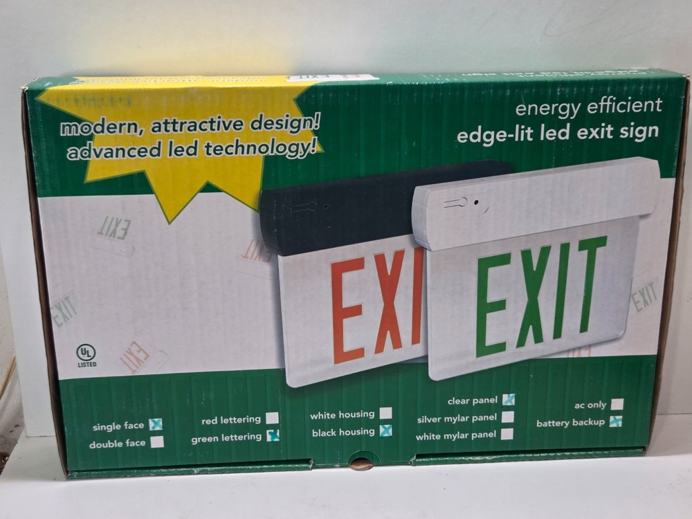 All-Pro EXIT SIGN Green Only LED Light Open Box