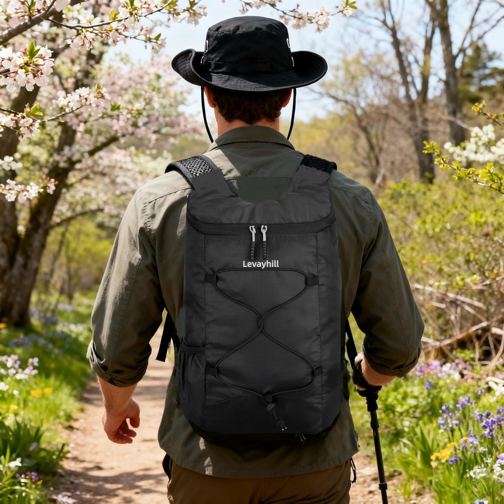 levayhill 16L Lightweight Foldable Hiking-Backpack Small Small, Black