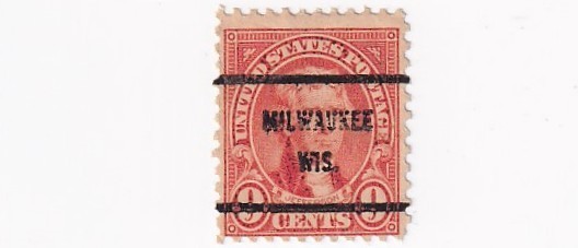 STAMP US SCOTT 641 "Jefferson" 9 CENT 1927 PRECANCEL MILWAUKEE - B