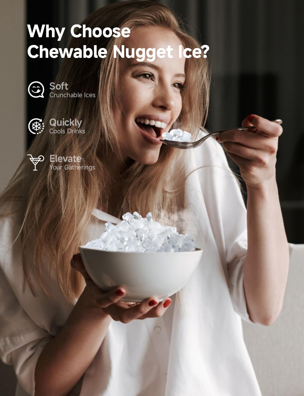 Nugget Ice Maker Countertop 44Lbs/24H Pebble Ice Maker Machine, Self Cleaning