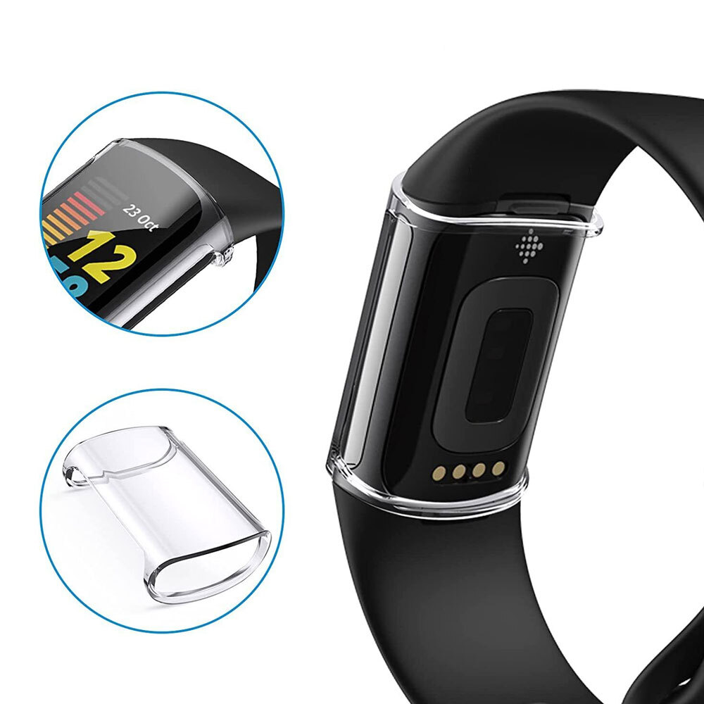 TPU Silicone Soft Shock Proof Case For Fitbit Charge 5/4/3/2 Screen Protector