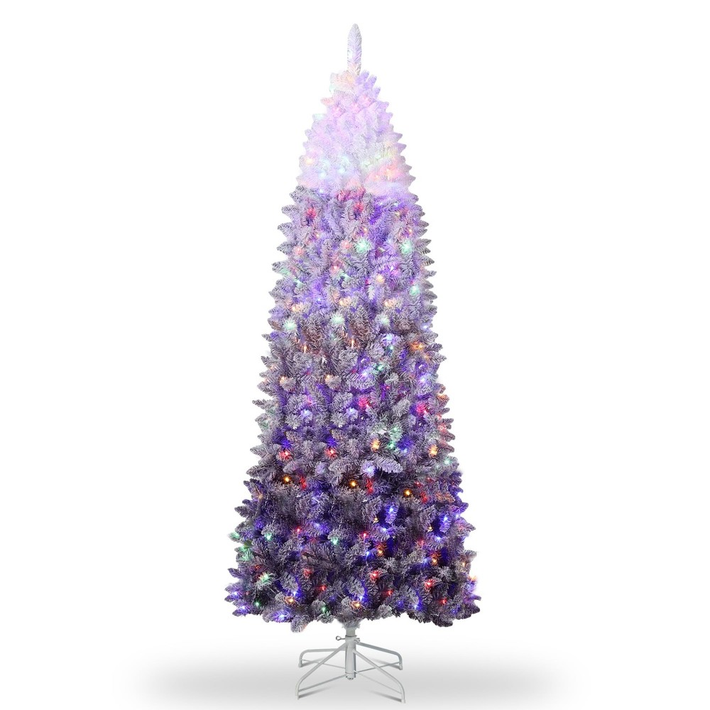 GarveeHome 6 ft Prelit Artificial Christmas Tree 6ft, White & Purple Gradient