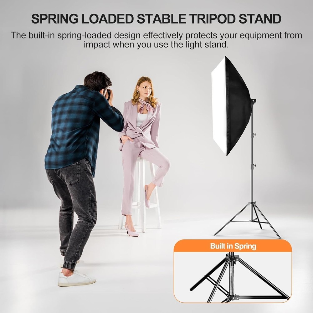 Spring Cushioned 2 Pack Light Stands - Safe & Reliable for Equipment Support