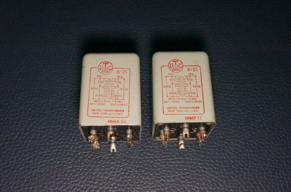 2 - VINTAGE EARLY UTC A-21 INPUT AUDIO TRANSFORMERS / PAIR