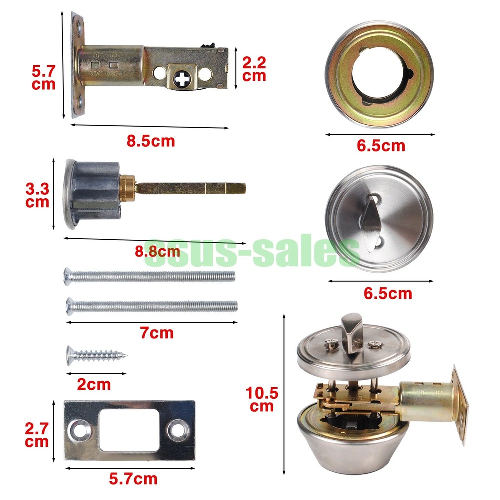 Single-sided locking Silver three keys door thickness 35–45 mm bedroom/study US