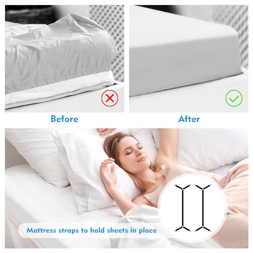 Bed Sheet Straps, 2Pcs Elastic Adjustable Bed Sheet Holder Straps, Fitted