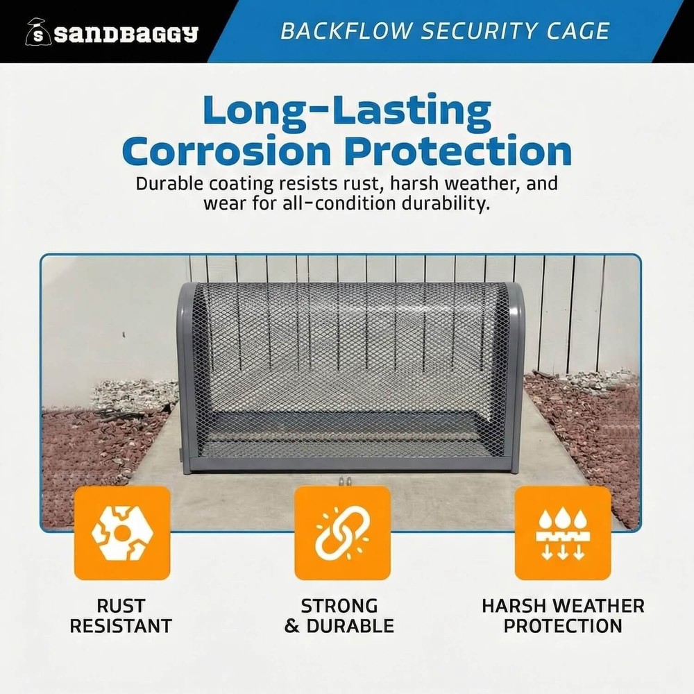 Backflow Security Cage – Backflow Preventer Enclosure (Gray, Large) - Sandbaggy